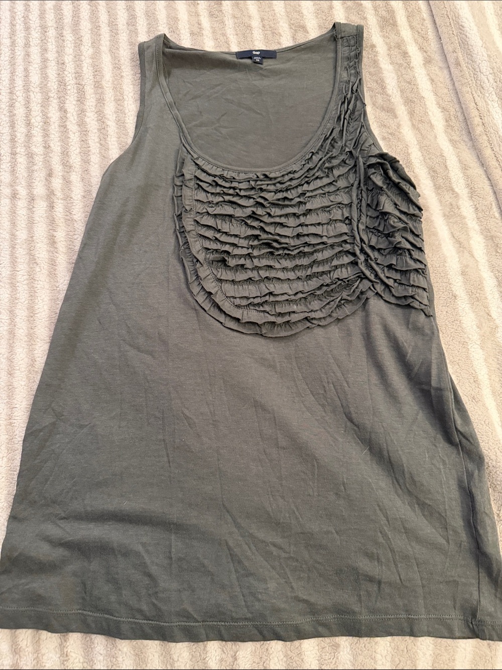 GAP Soft Grey Ruffle Front Tank Top